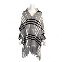 Emwest Gray Pashmina Winter Poncho for Women (103010003001061) - Free Size