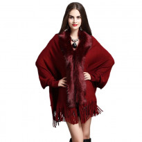 Ladies stylish Warmable soft sweater and shawl - Red