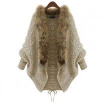 Ladies stylish Warmable soft sweater and shawl - Off White