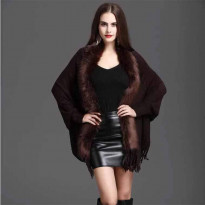 Ladies stylish Warmable soft sweater and shawl – Chocolate