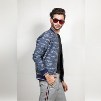 O2 Men’s Bomber Jacket (BJ-MJ-MC/180905)- Blue & Ash